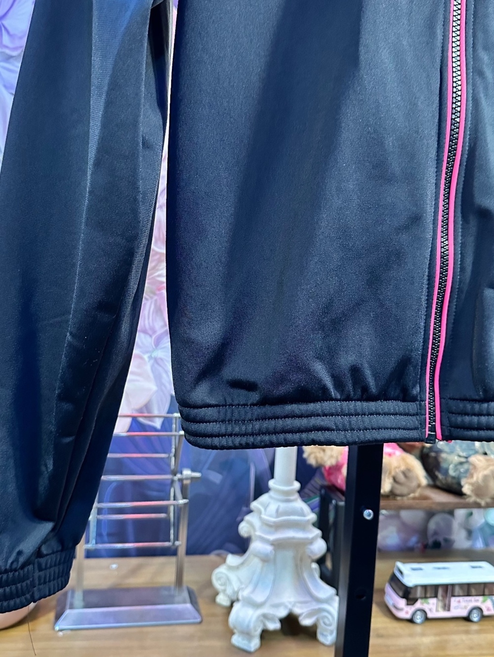 Reebok Men's Medium Athletic Track Jacket Black Pink Zip-Up Long Sleeve - Picture 5 of 13